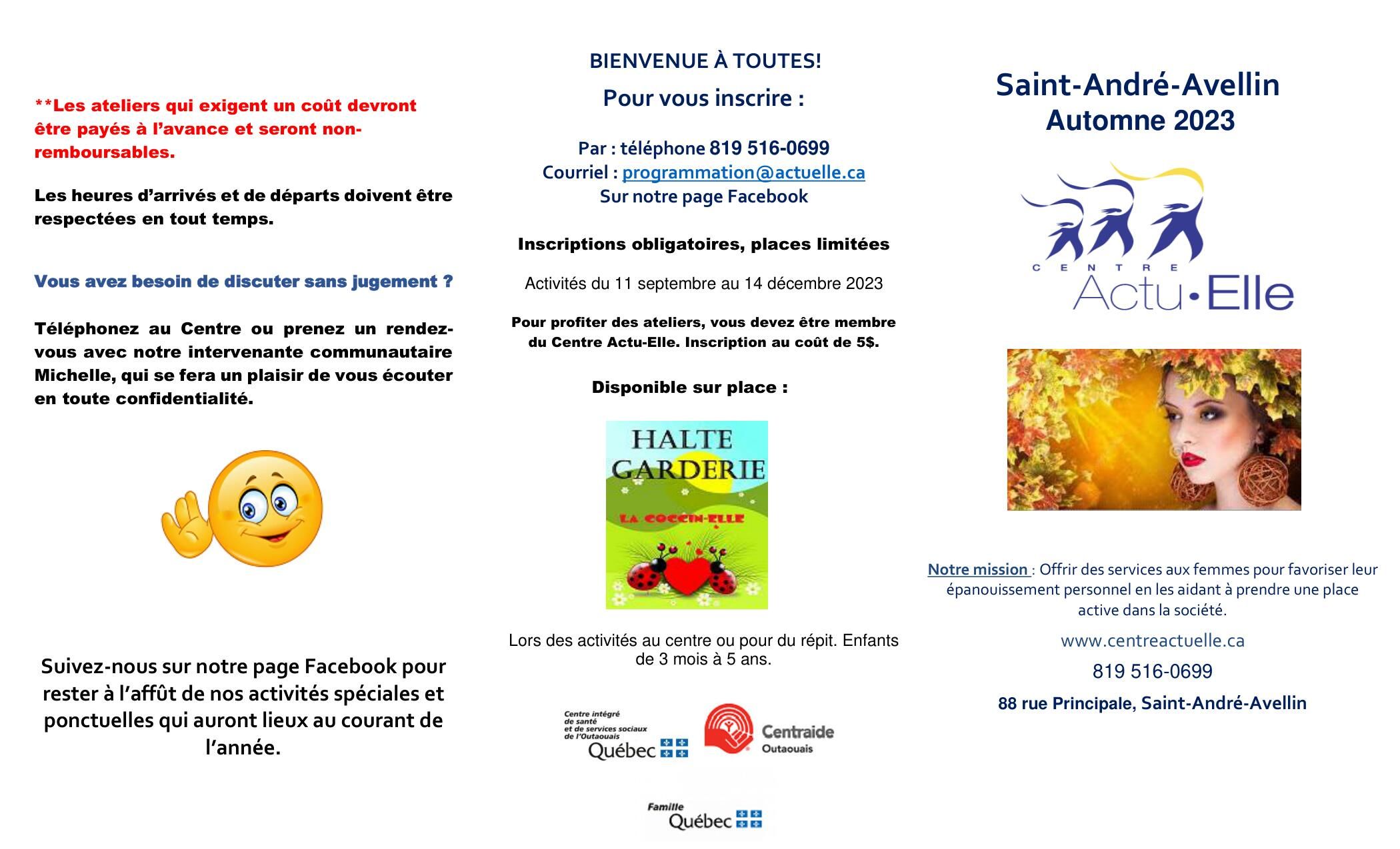 Image: programmation automne 2023 STAA