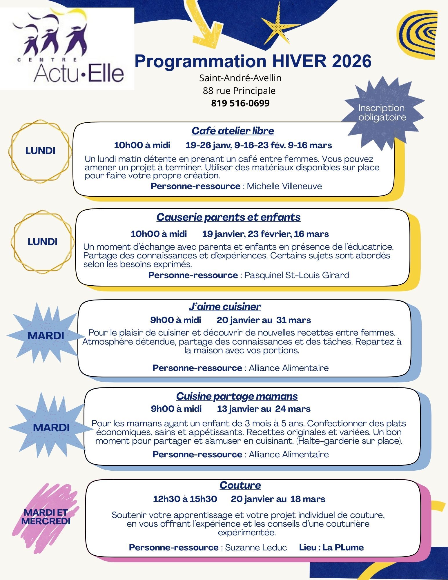 Image: programmation hiver 2026 staa